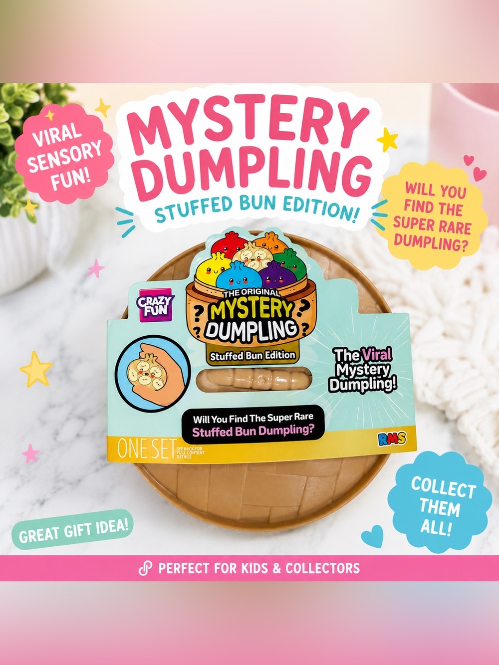RMS Crazy Fun 🤩 ~ Stuffed Bun Edition Mystery Dumpling Squishy Toy NEW